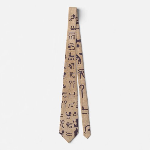 Ancient Egyptian Hieroglyphics Art on Parchment Neck Tie