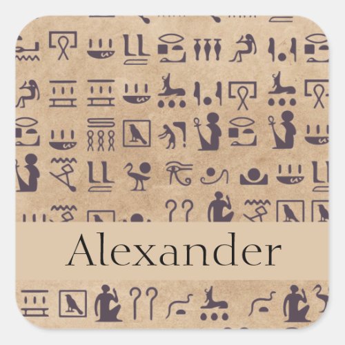 Ancient Egyptian Hieroglyphics Art on Parchment Square Sticker