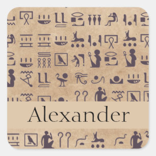 Ancient Egyptian Hieroglyphics Art on Parchment Square Sticker