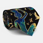 Ancient Egyptian hieroglyphics Marble and Gold Neck Tie