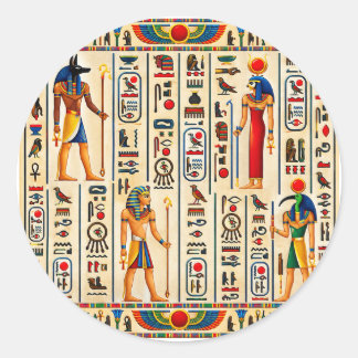 Ancient Egyptian Hieroglyphs and Pharaonic Classic Round Sticker