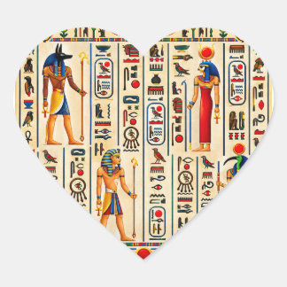 Ancient Egyptian Hieroglyphs and Pharaonic Heart Sticker