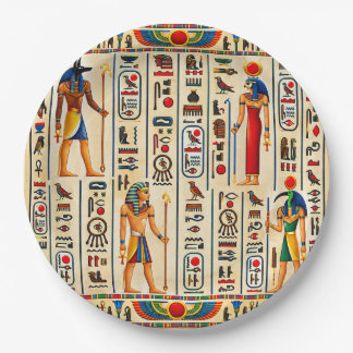 Ancient Egyptian Hieroglyphs and Pharaonic Paper Plates