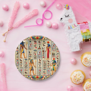 Ancient Egyptian Hieroglyphs and Pharaonic Paper Plates