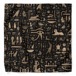 Ancient Egyptian hieroglyphs - Black and gold Bandana