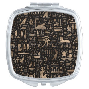 Ancient Egyptian hieroglyphs - Black and gold Compact Mirror