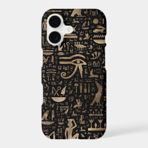 Ancient Egyptian hieroglyphs - Black and gold iPhone 17 Case