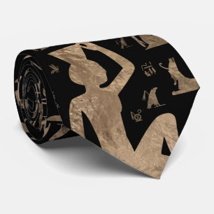 Ancient Egyptian hieroglyphs - Black and gold Neck Tie