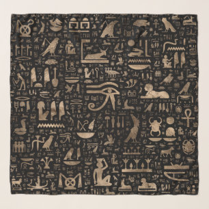 Ancient Egyptian hieroglyphs - Black and gold Scarf