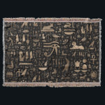 Ancient Egyptian hieroglyphs - Black and gold Throw Blanket<br><div class="desc">Ancient Egyptian hieroglyphs - Black and gold</div>