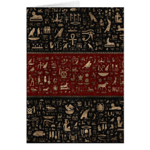 Ancient Egyptian hieroglyphs - Black Red Leather Cards