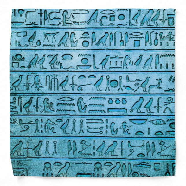 Ancient Egyptian Hieroglyphs Blue Bandana (Front)