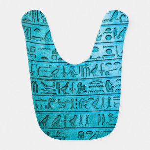 Ancient Egyptian Hieroglyphs Blue Bib