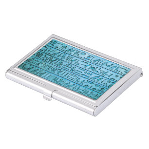 Ancient Egyptian Hieroglyphs Blue Business Card Ho Case