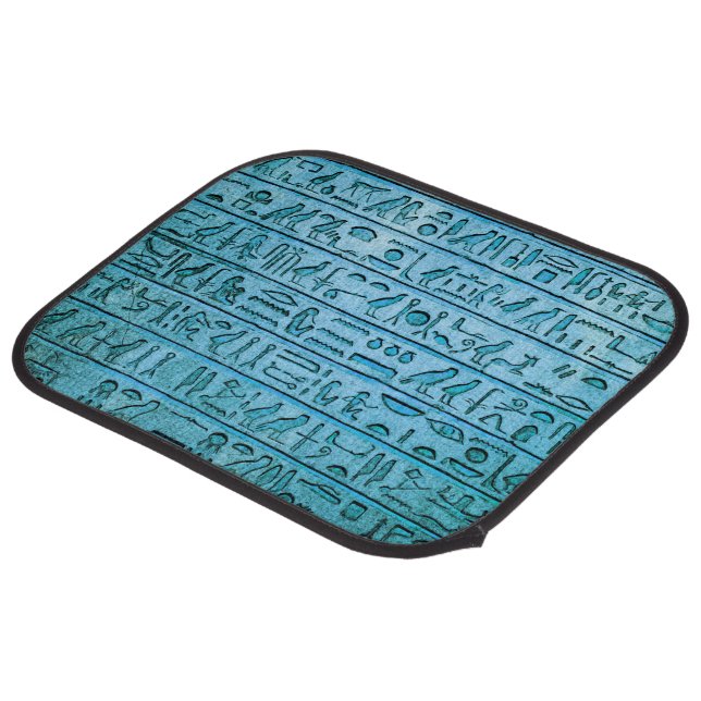 Ancient Egyptian Hieroglyphs Blue Car Floor Mat (Rear Angled)