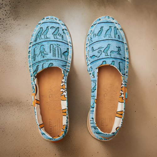 Ancient Egyptian Hieroglyphs Blue Espadrilles