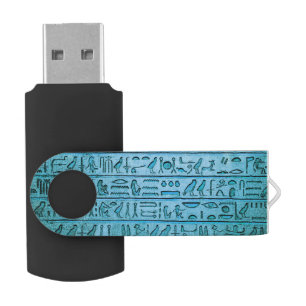 Ancient Egyptian Hieroglyphs Blue Flash Drive