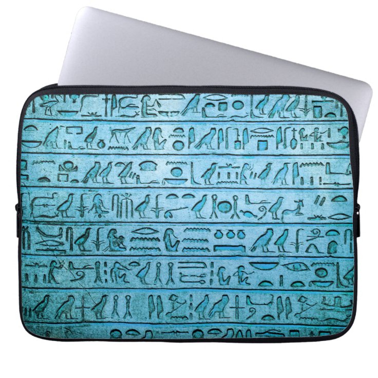 Ancient Egyptian Hieroglyphs Blue Laptop Sleeves Zazzle