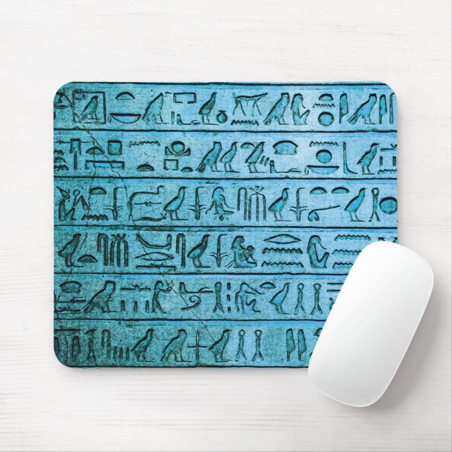 Ancient Egyptian Hieroglyphs Blue Mouse Pad (With Mouse)