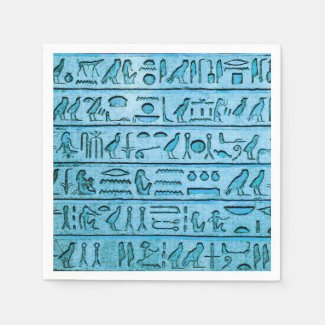 Ancient Egyptian Hieroglyphs Blue Paper Napkin