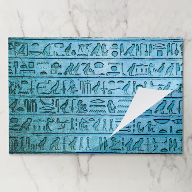 Ancient Egyptian Hieroglyphs Blue Placemats (Folded)