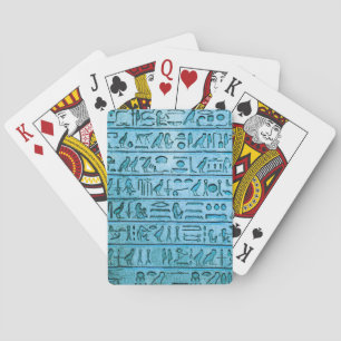 Ancient Egyptian Hieroglyphs Blue Poker Cards
