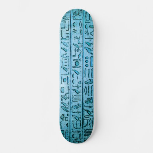 Ancient Egyptian Hieroglyphs Blue Skateboard