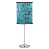 Ancient Egyptian Hieroglyphs Blue Table Lamp (Back)
