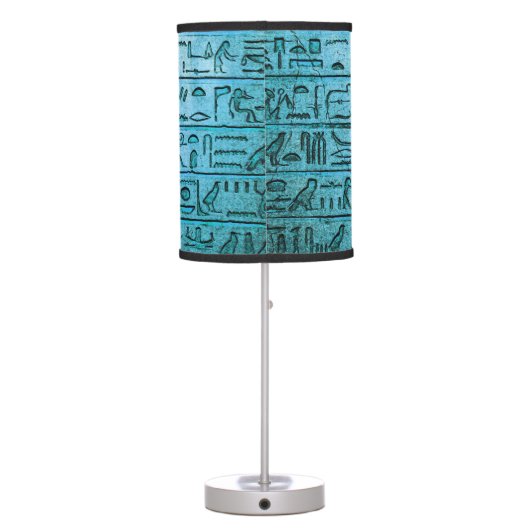 Ancient Egyptian Hieroglyphs Blue Table Lamp (Back)