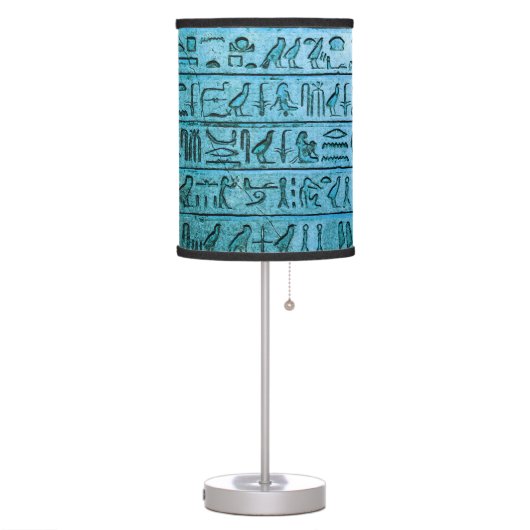 Ancient Egyptian Hieroglyphs Blue Table Lamp (Left)