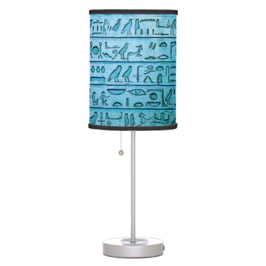 Ancient Egyptian Hieroglyphs Blue Table Lamp (Right)