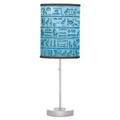 Ancient Egyptian Hieroglyphs Blue Table Lamp (Front)
