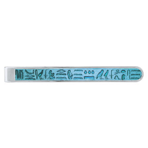 Ancient Egyptian Hieroglyphs Blue Tie Bar