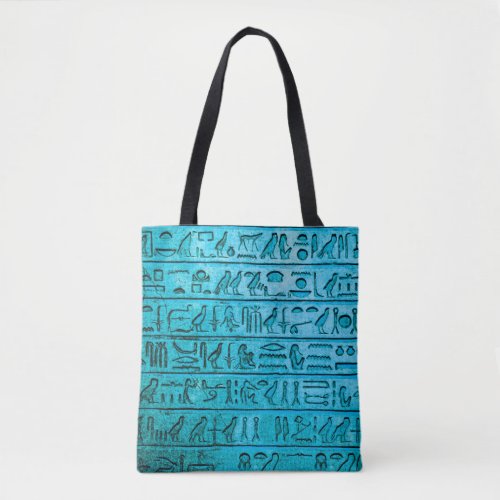 Ancient Egyptian Hieroglyphs Blue Tote Bag