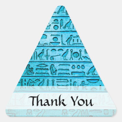 Ancient Egyptian Hieroglyphs Blue Triangle Sticker