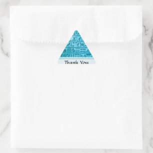 Ancient Egyptian Hieroglyphs Blue Triangle Sticker