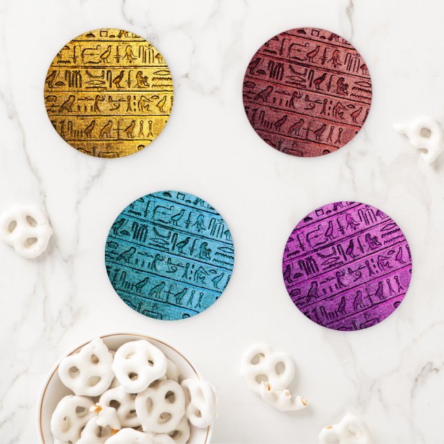 Ancient Egyptian Hieroglyphs Coaster Set (In Situ)