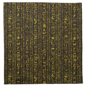 Ancient Egyptian hieroglyphs gold and black color Cloth Napkin