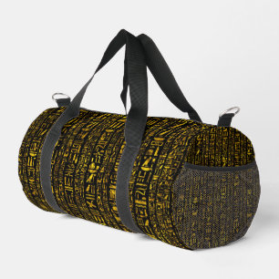 Ancient Egyptian hieroglyphs gold and black color Duffle Bag