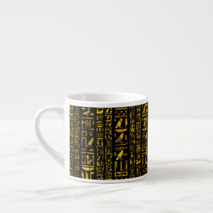 Ancient Egyptian hieroglyphs gold and black color Espresso Cup