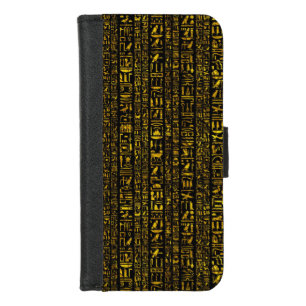 Ancient Egyptian hieroglyphs gold and black color iPhone 8/7 Wallet Case
