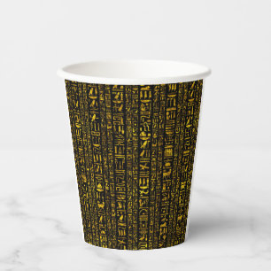 Ancient Egyptian hieroglyphs gold and black color Paper Cups