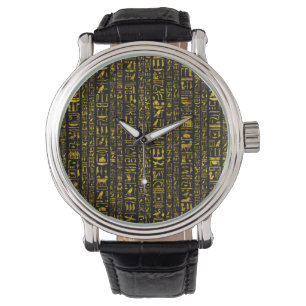 Ancient Egyptian hieroglyphs gold and black color Watch