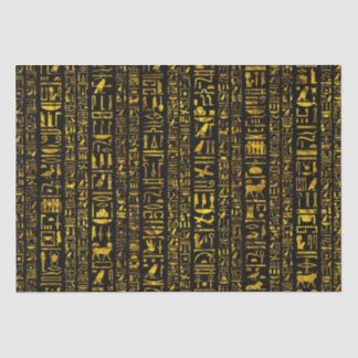 Ancient Egyptian hieroglyphs gold black decoupage Tissue Paper