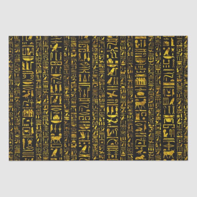 Ancient Egyptian hieroglyphs gold black decoupage Tissue Paper (Front)