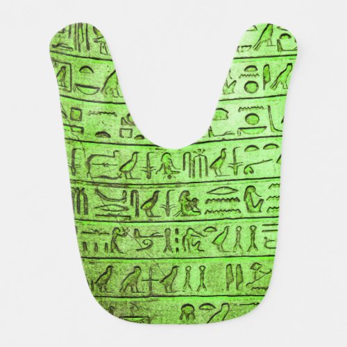 Ancient Egyptian Hieroglyphs Green Baby Bib