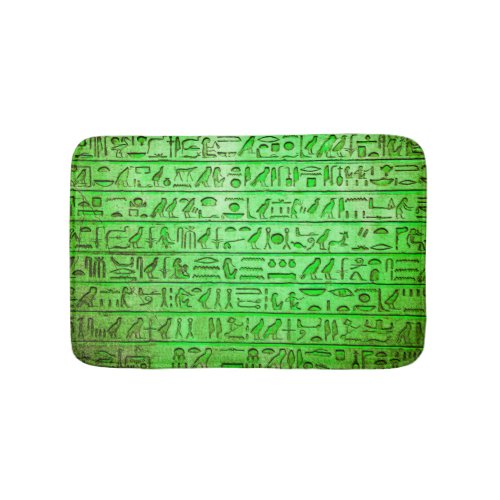 Ancient Egyptian Hieroglyphs Green Bath Mat