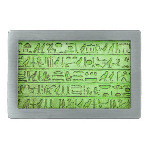 Ancient Egyptian Hieroglyphs Green Belt Buckle