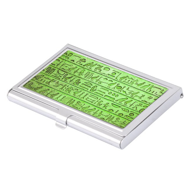 Ancient Egyptian Hieroglyphs Green Biz Card Case