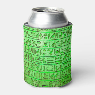 Ancient Egyptian Hieroglyphs Green Can Cooler